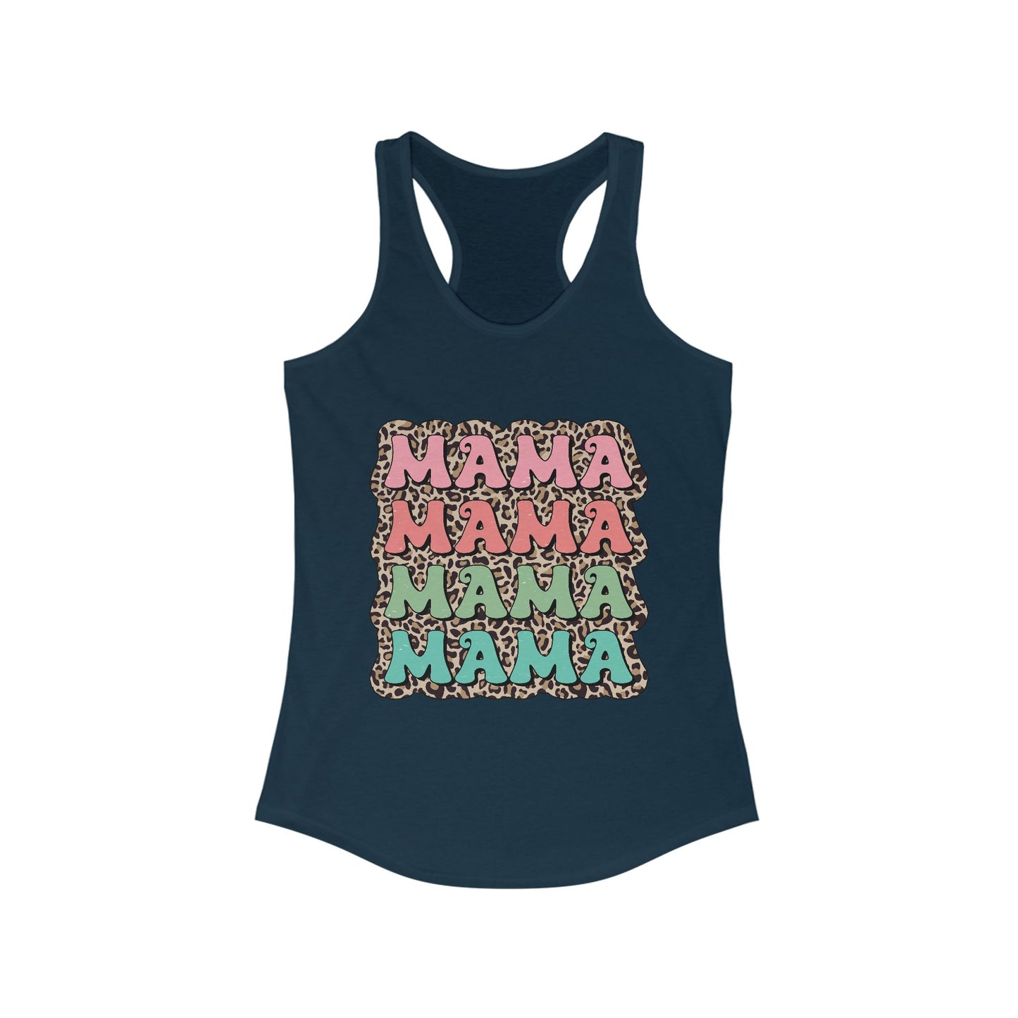 Mama Leopard Print Racerback Tank Top for Women