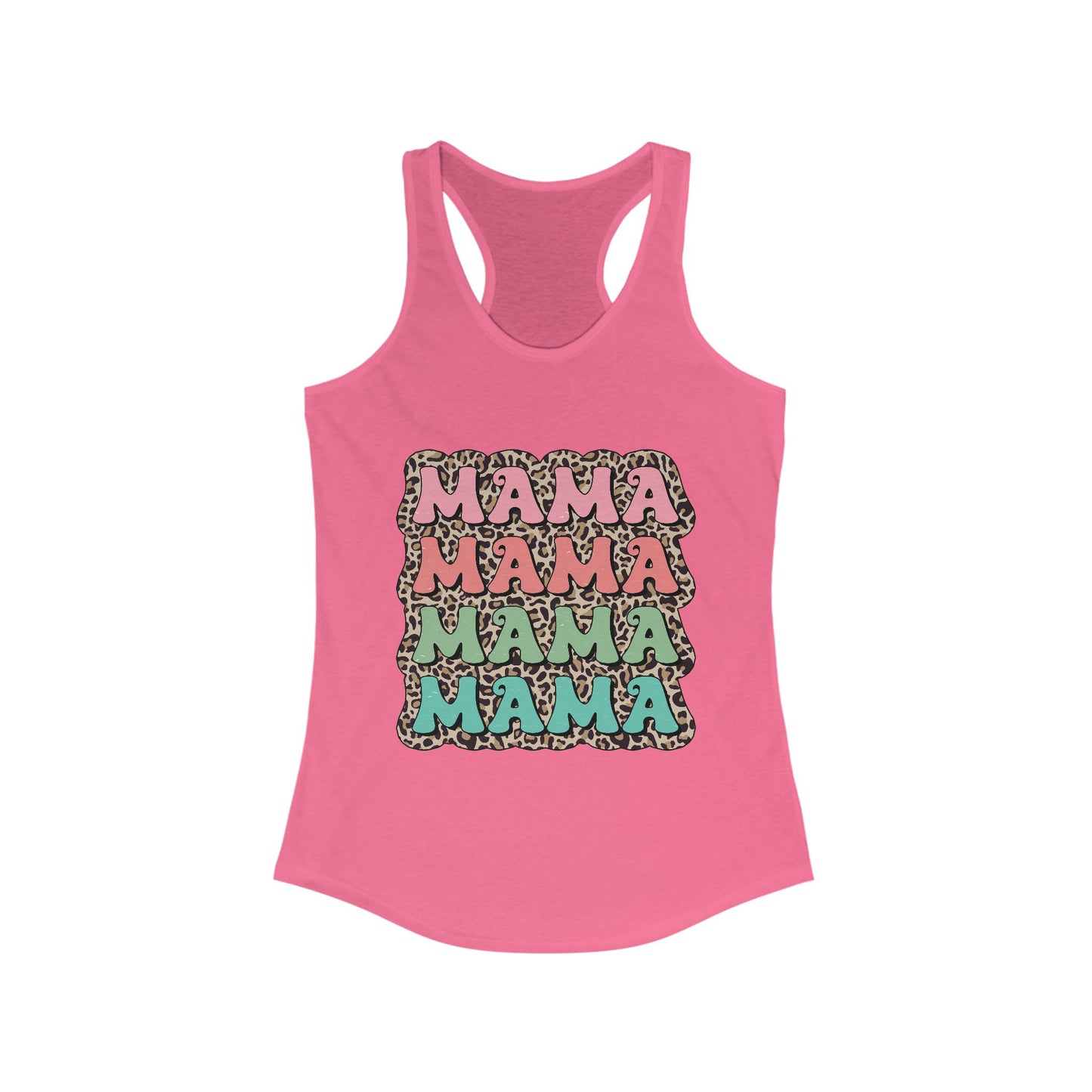 Mama Leopard Print Racerback Tank Top for Women