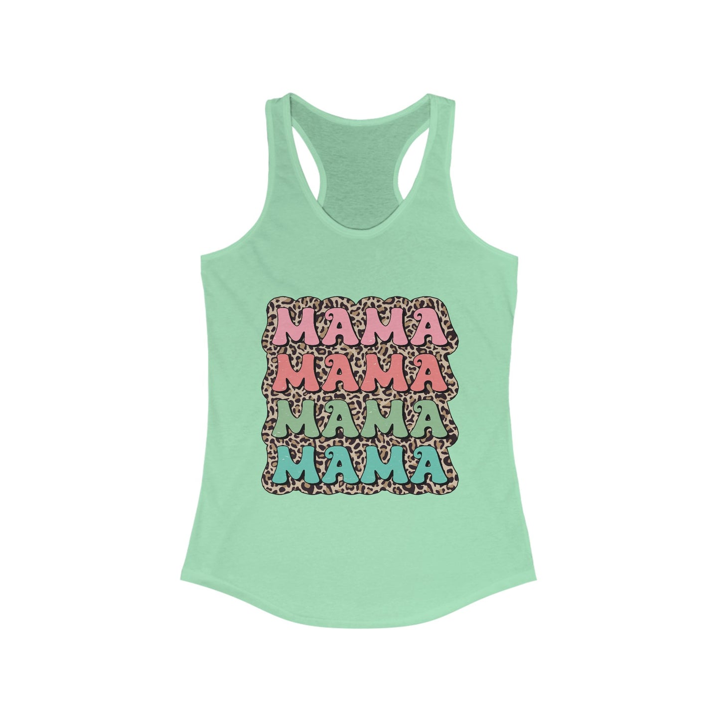 Mama Leopard Print Racerback Tank Top for Women