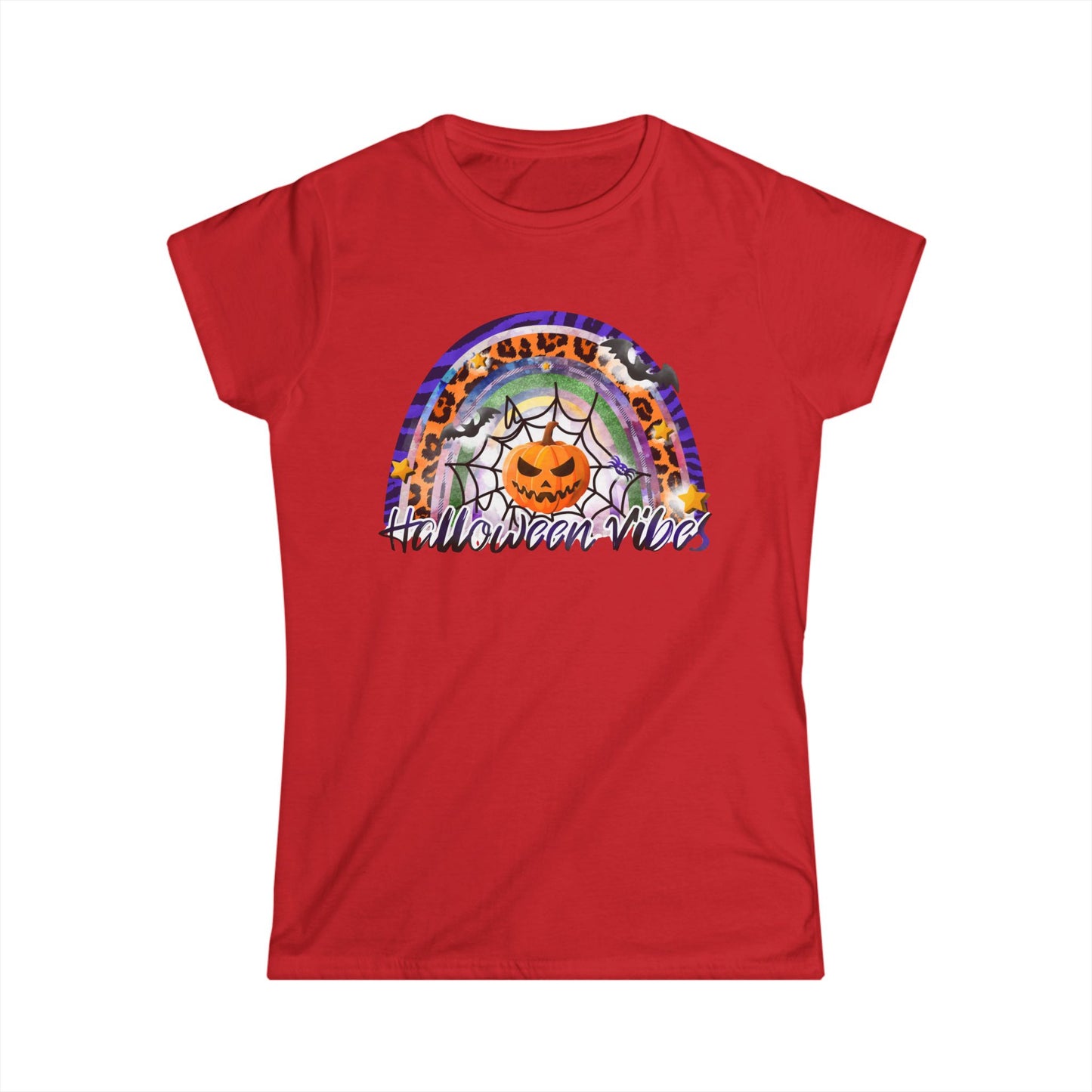 Halloween Vibes Softstyle Tee, Women's Halloween Shirt, Seasonal T-Shirt, Fall Fashion Top, Spooky Graphic Tee, Casual Halloween Wear