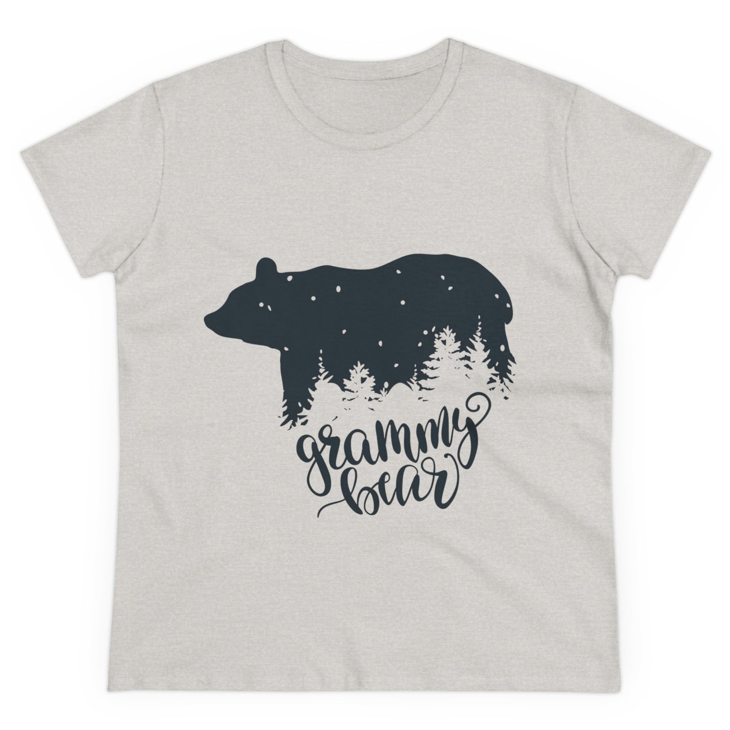 Grammy Bear Women's Midweight Cotton Tee - Cozy Nature Graphic Tee