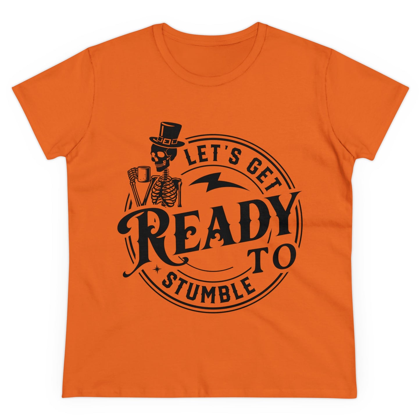 Ready to Stumble Skeleton Graphic Tee for Women - Fun Halloween Shirt