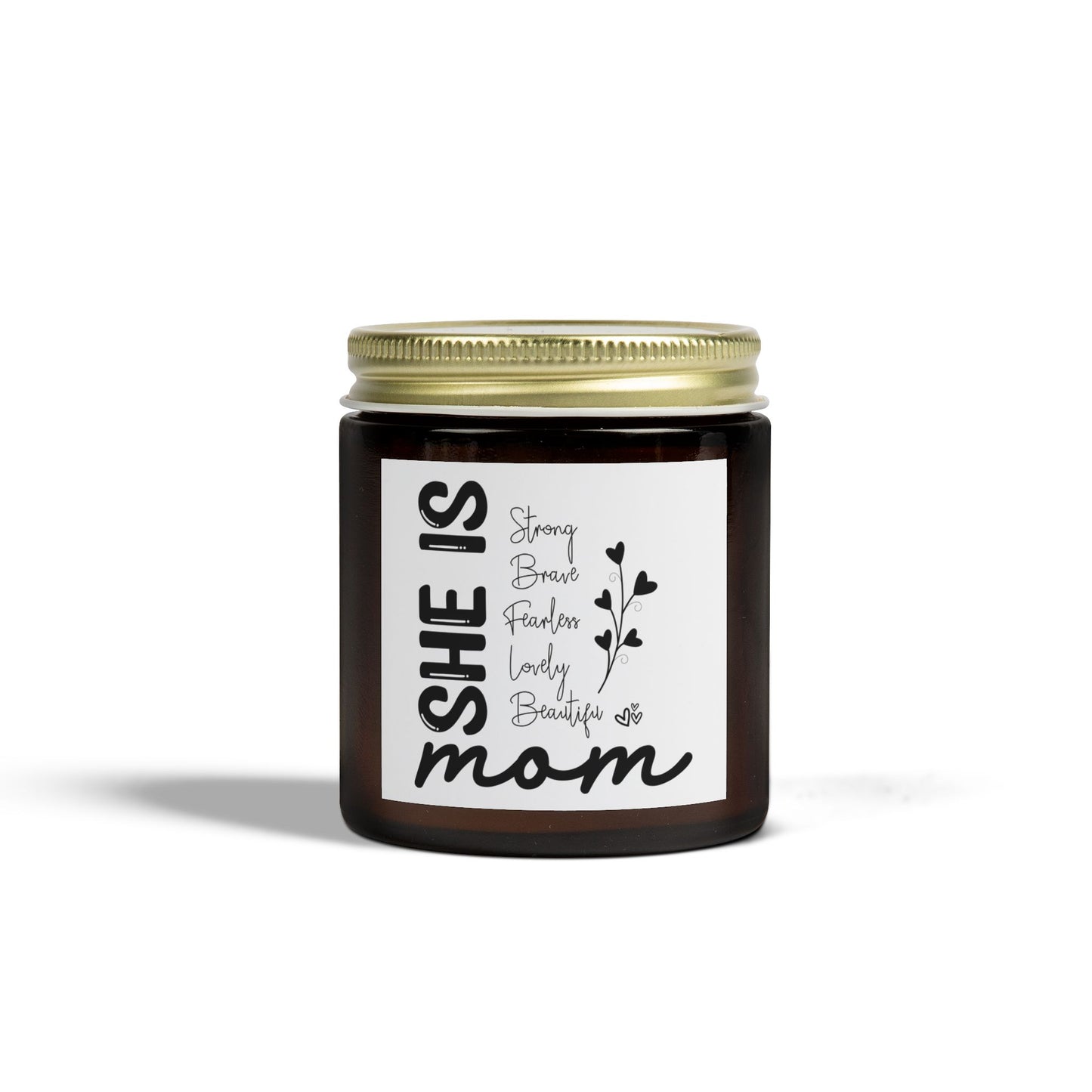 Scented Candle - "She is Mom" - Coconut Apricot Wax (4oz & 9oz) - Perfect Gift for Mother's Day