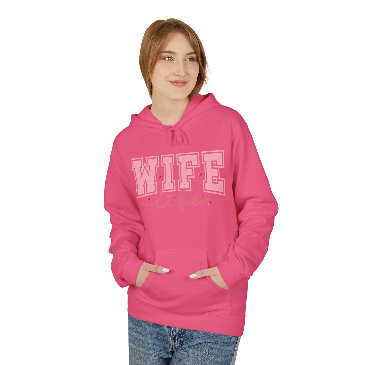 Wife Life Unisex Softstyle Fleece Hoodie | Cozy Gift for Her