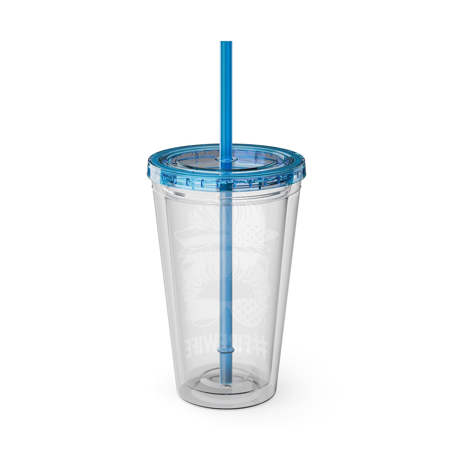 Sunsplash 16oz Tumbler with Straw - #FireWife Drinkware for Firefighters' Spouses