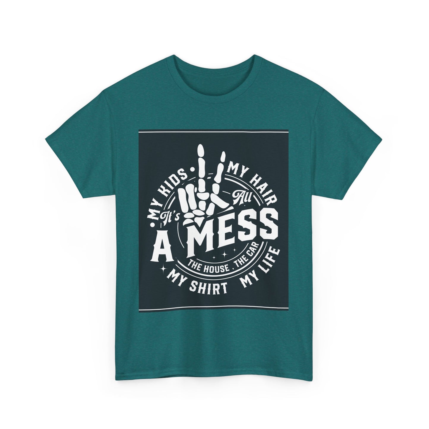 A Mess Unisex Heavy Cotton Tee - Humorous Family T-Shirt for Everyday Wear