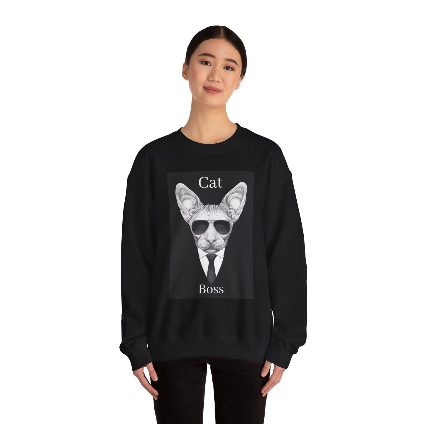 Cat Boss Unisex Crewneck Sweatshirt - Funny Cat Graphic Pullover