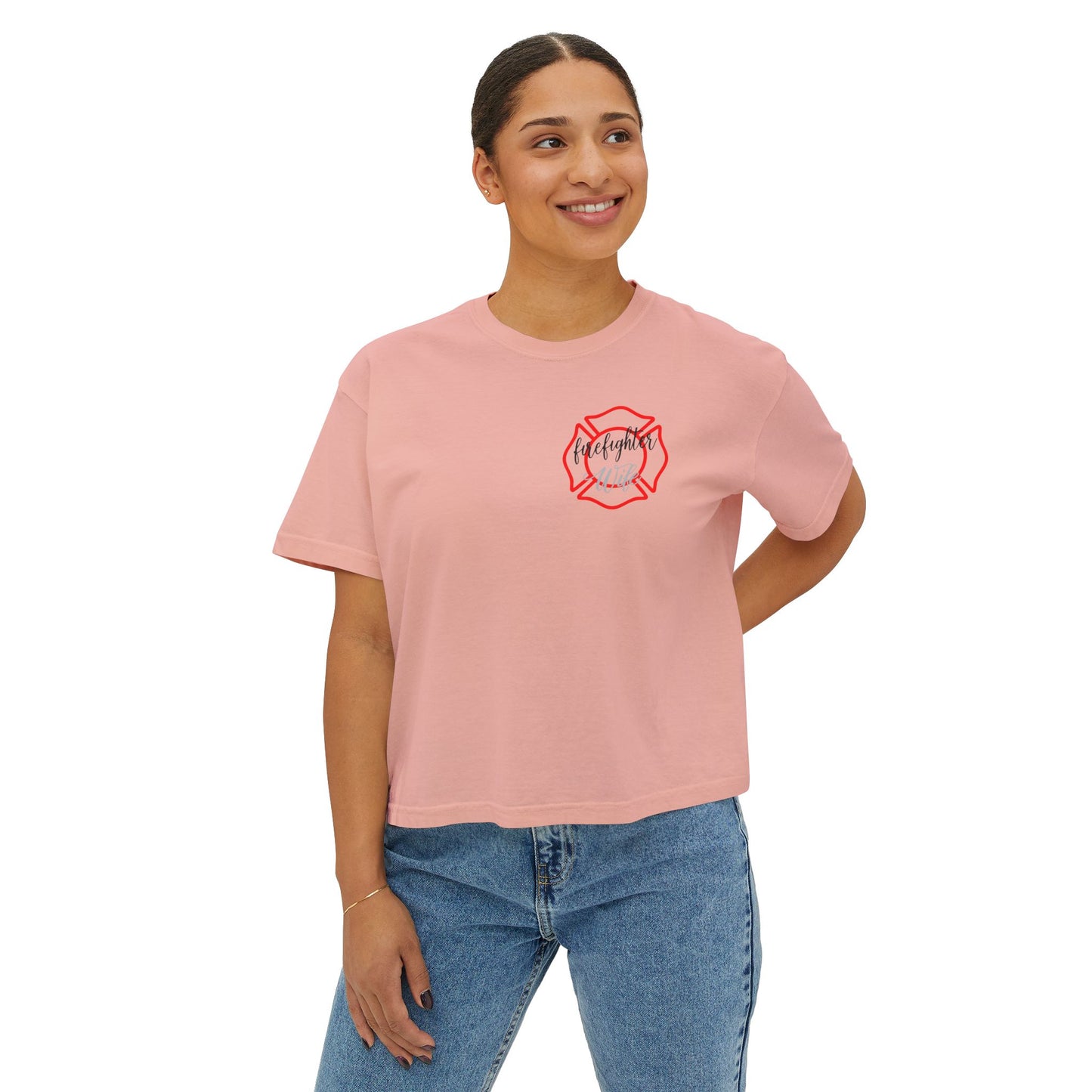 Women&#039;s Boxy Tee - #FireWife Graphic Shirt for Firefighter Wives