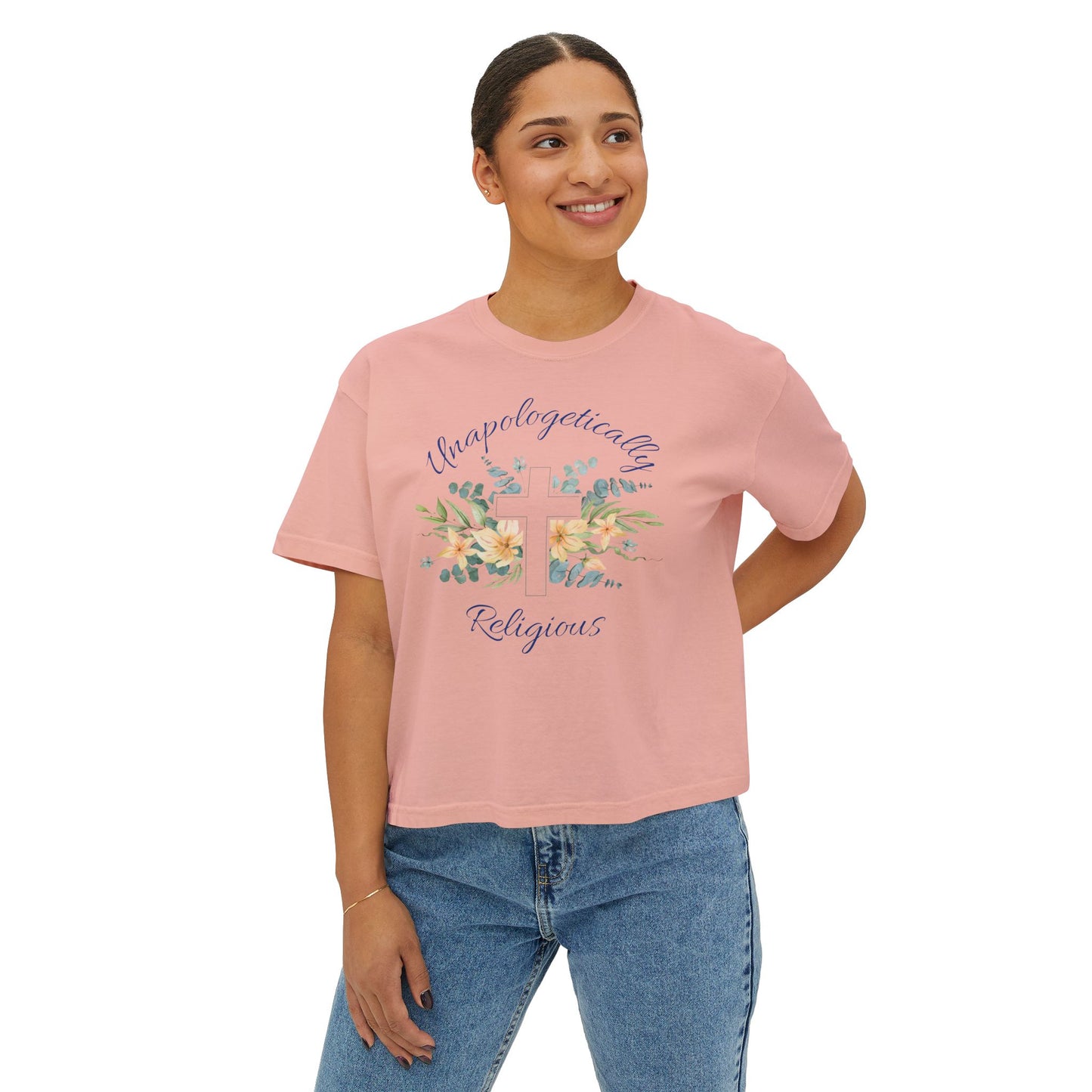 Unapologetically Religious Women's Boxy Tee | Faith-Based Fashion, Casual Wear, Gift for Believers, Christian Apparel, Inspirational Top