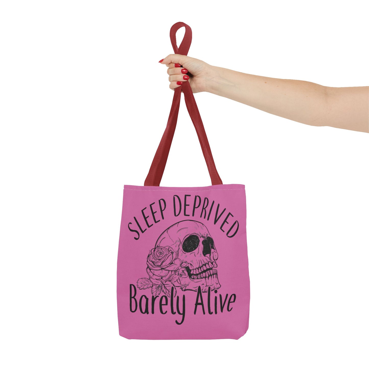 Sleep Deprived Tote Bag - Barely Alive Skull Design for Night Owls and Students