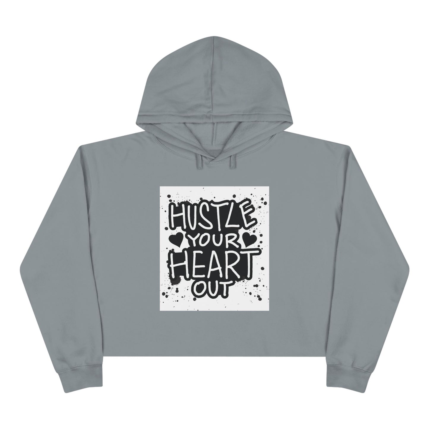 Hustle Heart Out Crop Hoodie - Motivational Fitness Apparel for Active Women