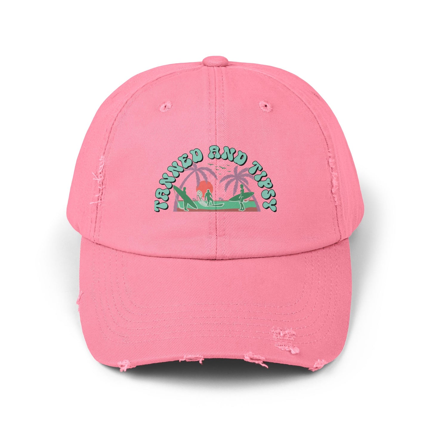 Tropical Vibes Distressed Cap, Unisex Relaxed Hat, Trendy Summer Fashion, Beachwear Accessory, Gift for Travelers, Casual Daily Wear