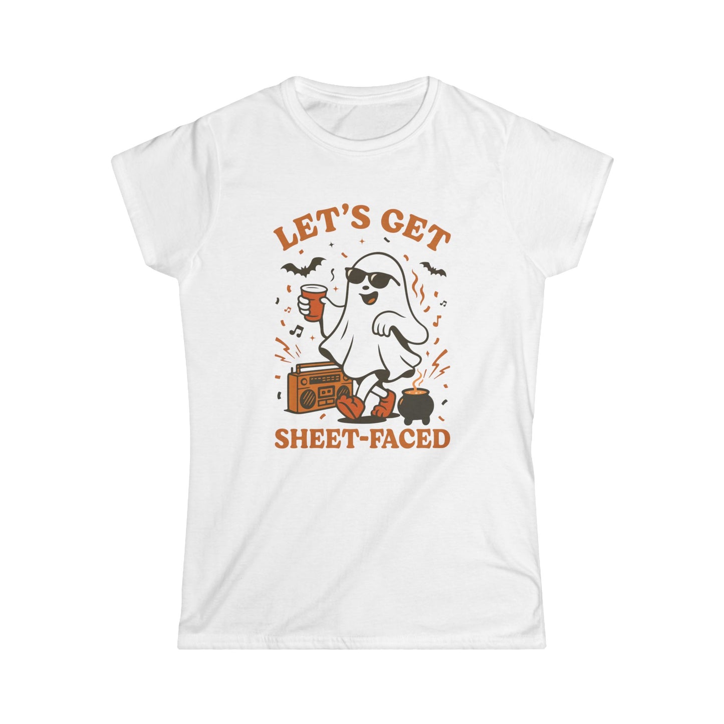 Ghost Party Women's Tee, Funny Halloween Shirt, Casual Graphic Top, Gift for Friends, Halloween Costume Alternative, Sheet-Faced Tee