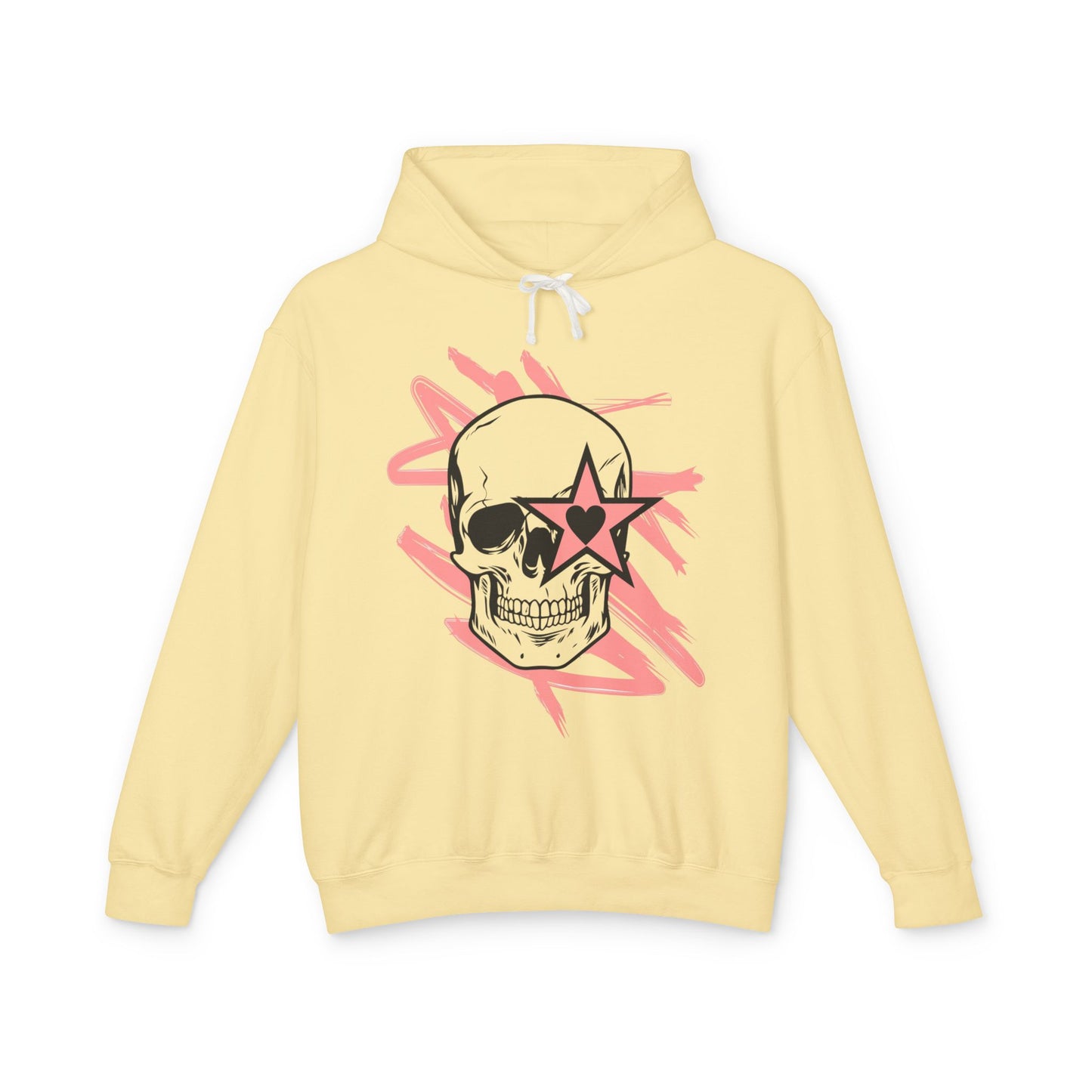 Skull and Star Lightweight Unisex Hoodie - Trendy Graphic Sweatshirt for Casual Wear