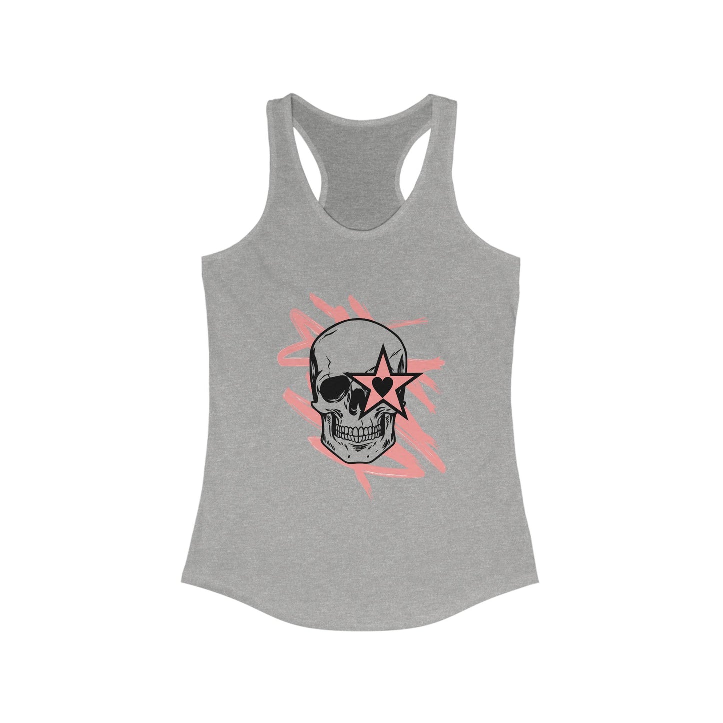 Edgy Skull Graphic Racerback Tank Top for Women - Perfect for Festivals and Casual Wear