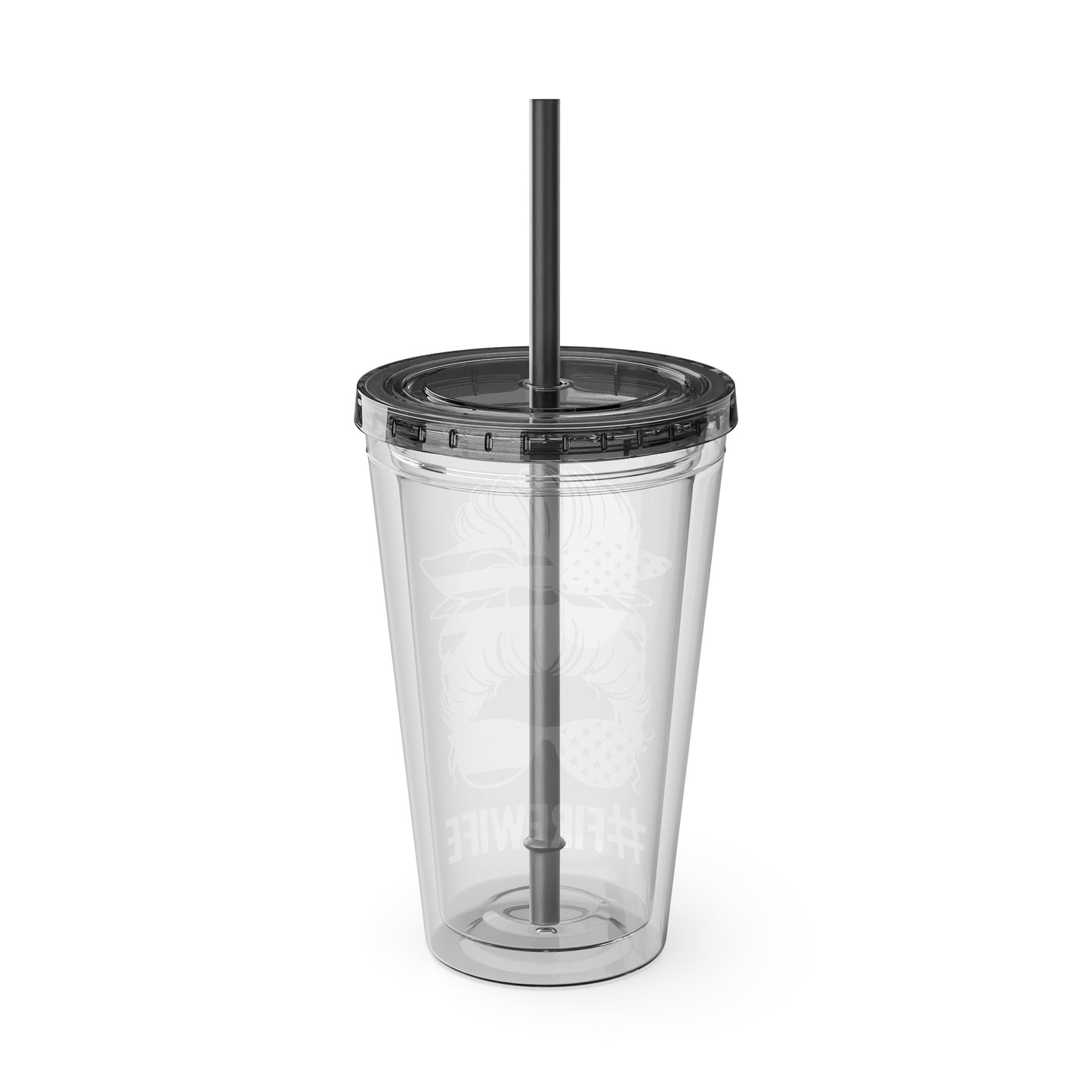 Sunsplash 16oz Tumbler with Straw - #FireWife Drinkware for Firefighters' Spouses