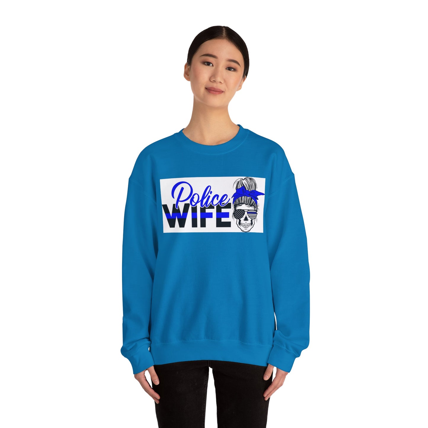 Police Wife Unisex Heavy Blend™ Crewneck Sweatshirt - Supportive Gift for Police Spouses