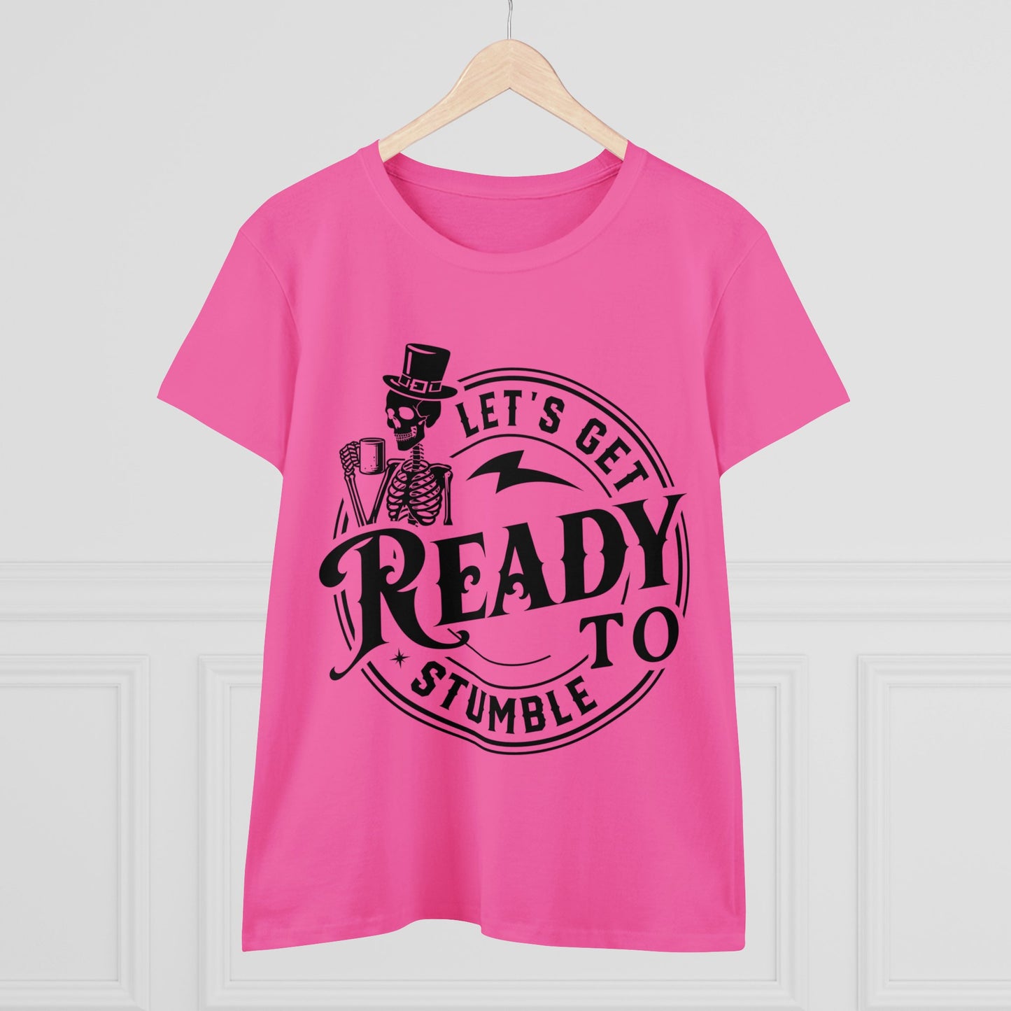 Ready to Stumble Skeleton Graphic Tee for Women - Fun Halloween Shirt