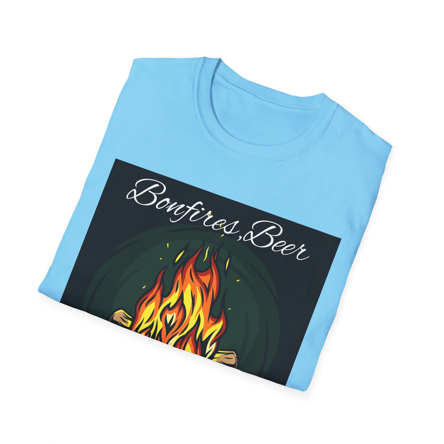 Bowfires, Beer, and Besties Unisex Softstyle T-Shirt - Perfect for Camping and Outdoor Gatherings