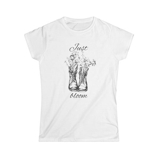 Just Bloom Women's Softstyle Tee - Inspirational Floral Design