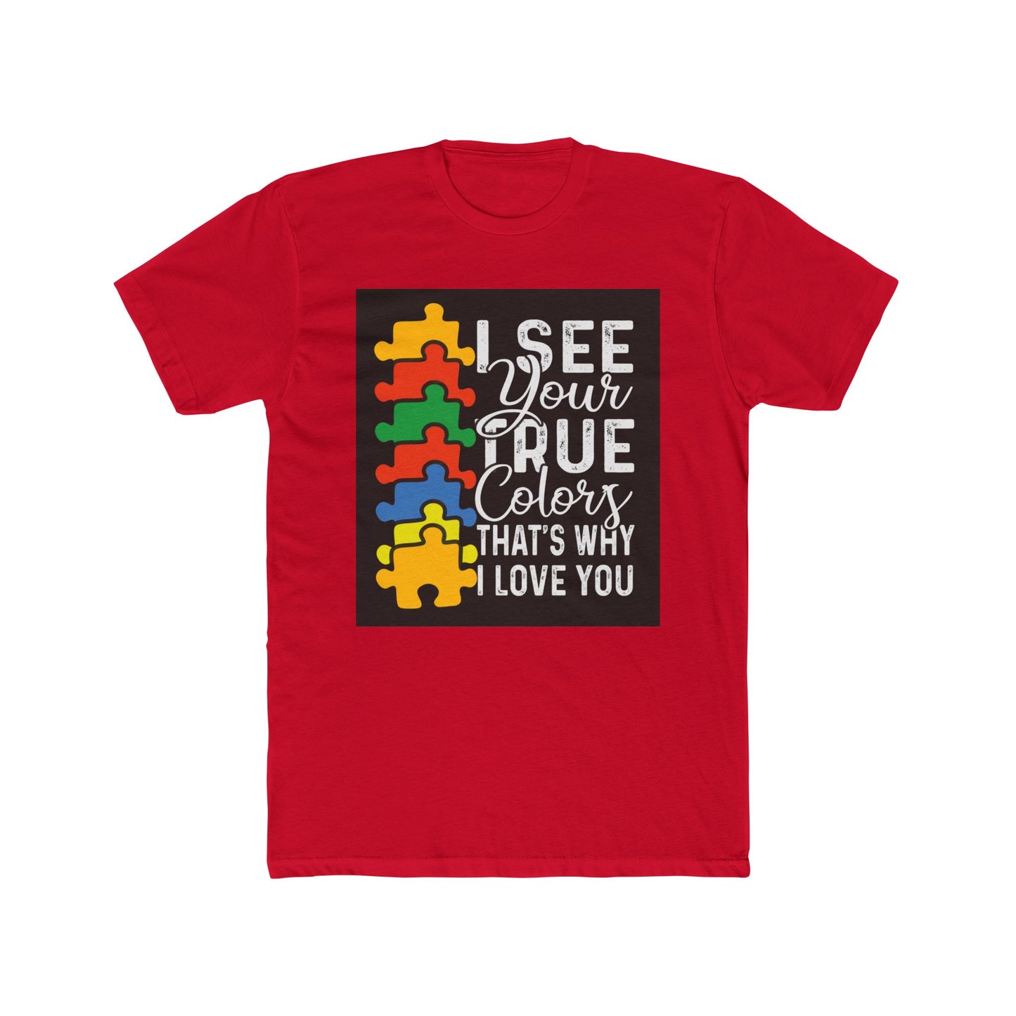 See Your True Colors Puzzle Design Unisex Cotton Crew Tee