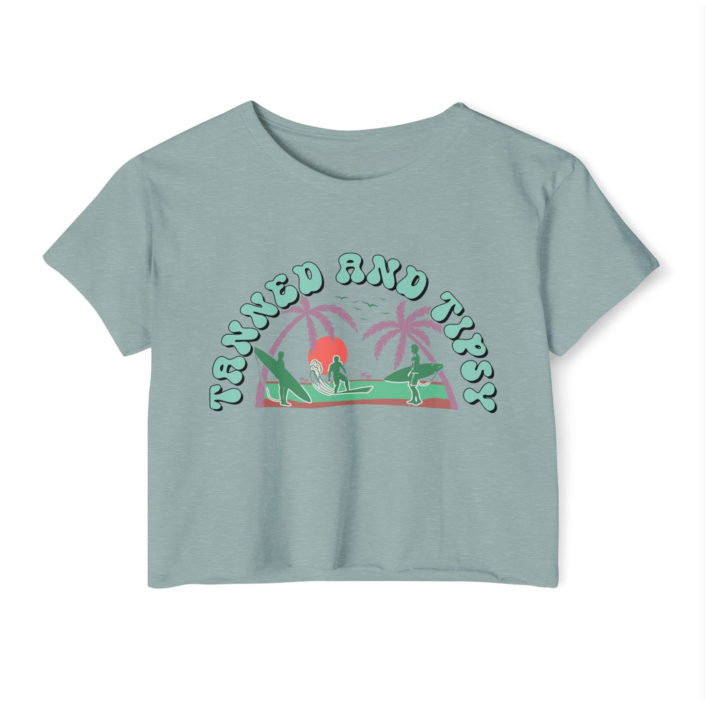 Tanned and Tipsy Women’s Festival Crop Top, Summer Vibe Shirt, Boho Style Tee, Beach Party Essential, Concert Outfit, Vacation Fashion