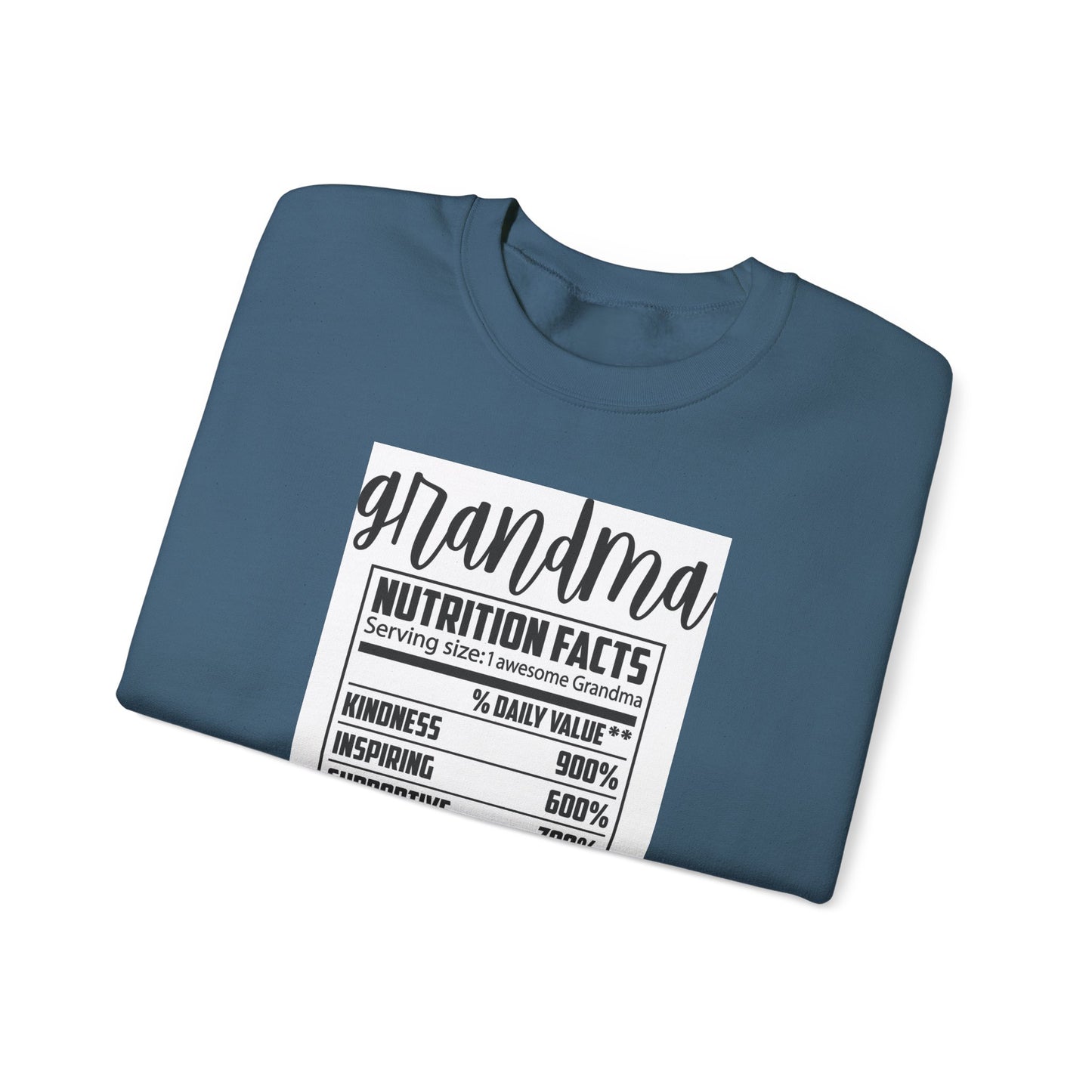Grandma Nutrition Facts Sweatshirt - Cozy Unisex Crewneck for Family Celebrations