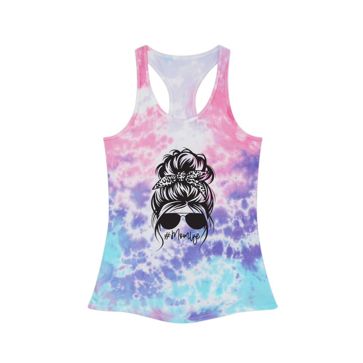 Mom Life Tie Dye Racerback Tank Top - Stylish Summer Top for Moms