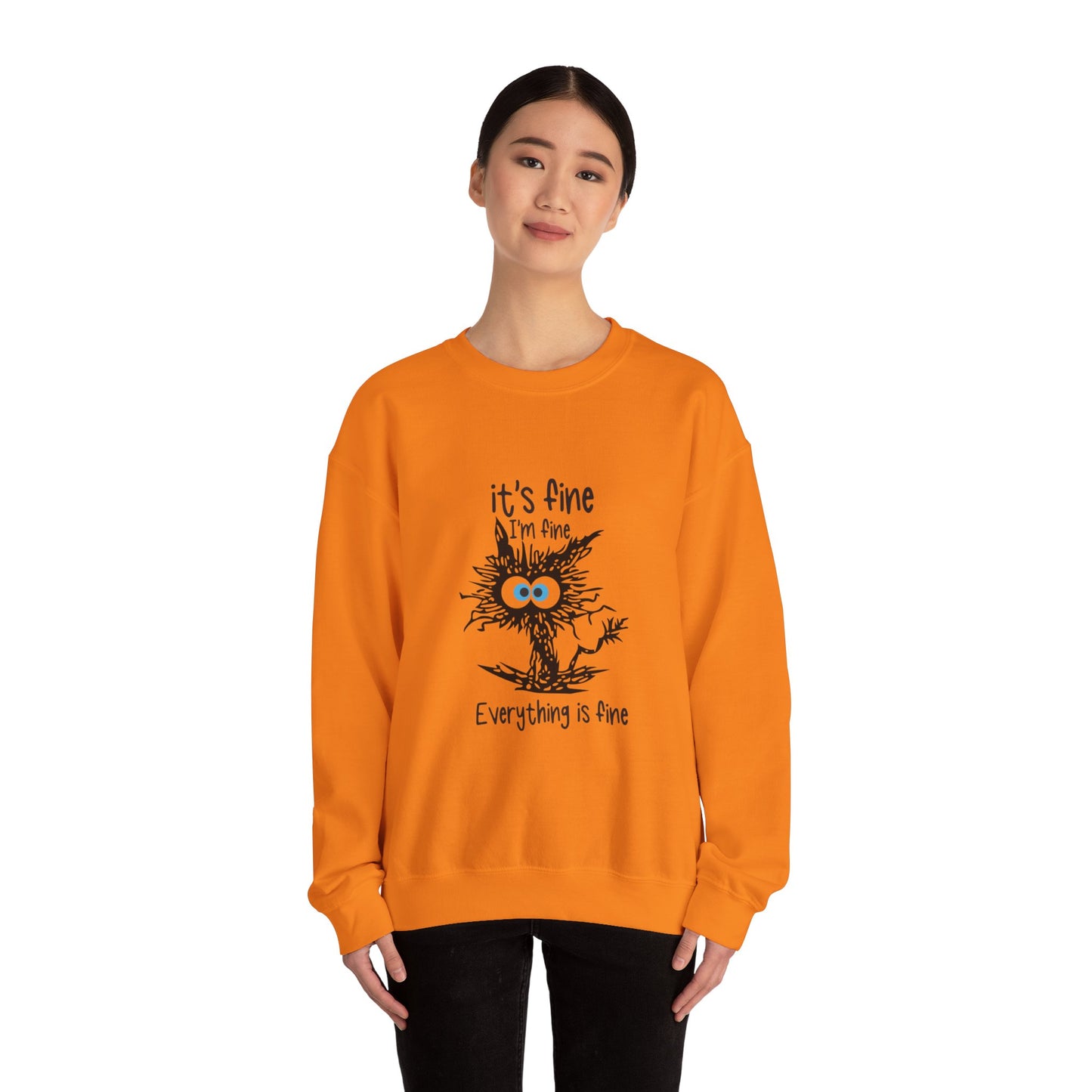 It's Fine Unisex Crewneck Sweatshirt - Cozy and Playful for Everyday Wear