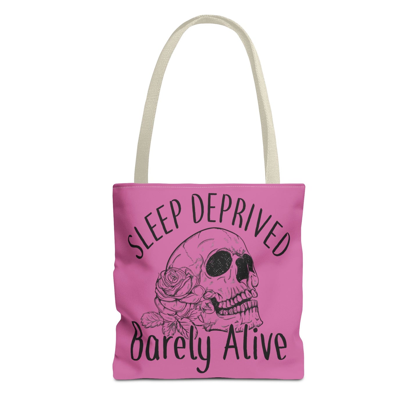 Sleep Deprived Tote Bag - Barely Alive Skull Design for Night Owls and Students