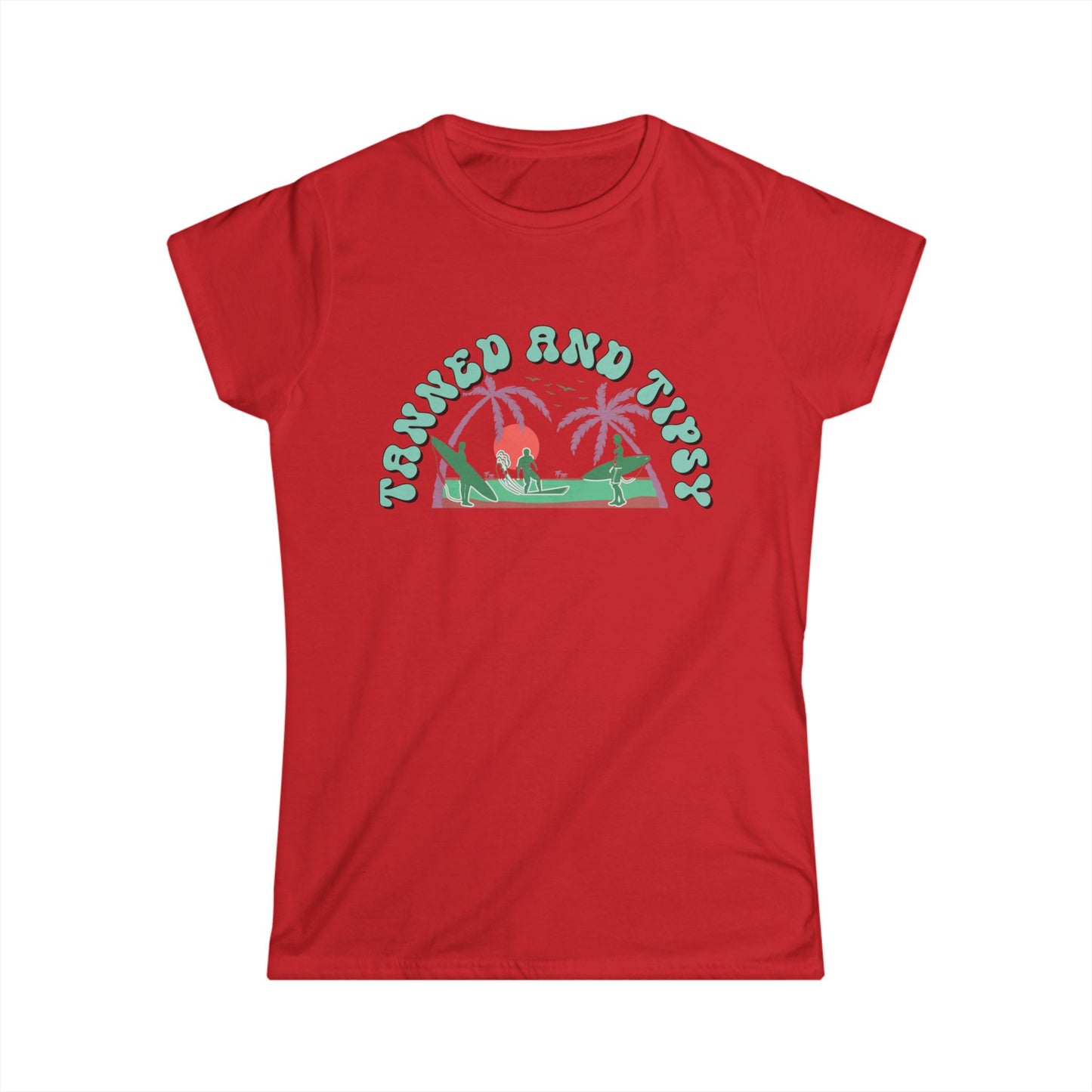 Tropical Vibes Tee - "Tanned and Tipsy" Women's Softstyle Shirt, Summer Casual Wear, Vacation Essentials, Gift for Her, Beach Day Top