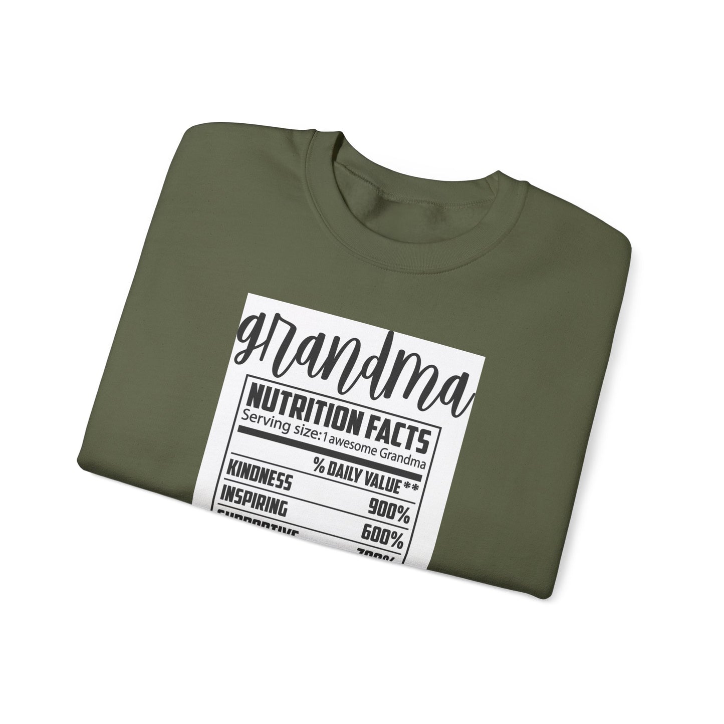 Grandma Nutrition Facts Sweatshirt - Cozy Unisex Crewneck for Family Celebrations