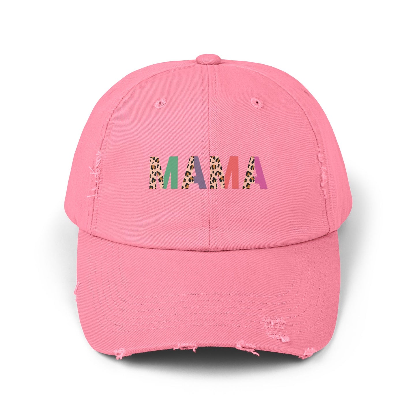 Trendy Unisex Distressed Cap - 'MAMA' Graphic Hat for Stylish Moms