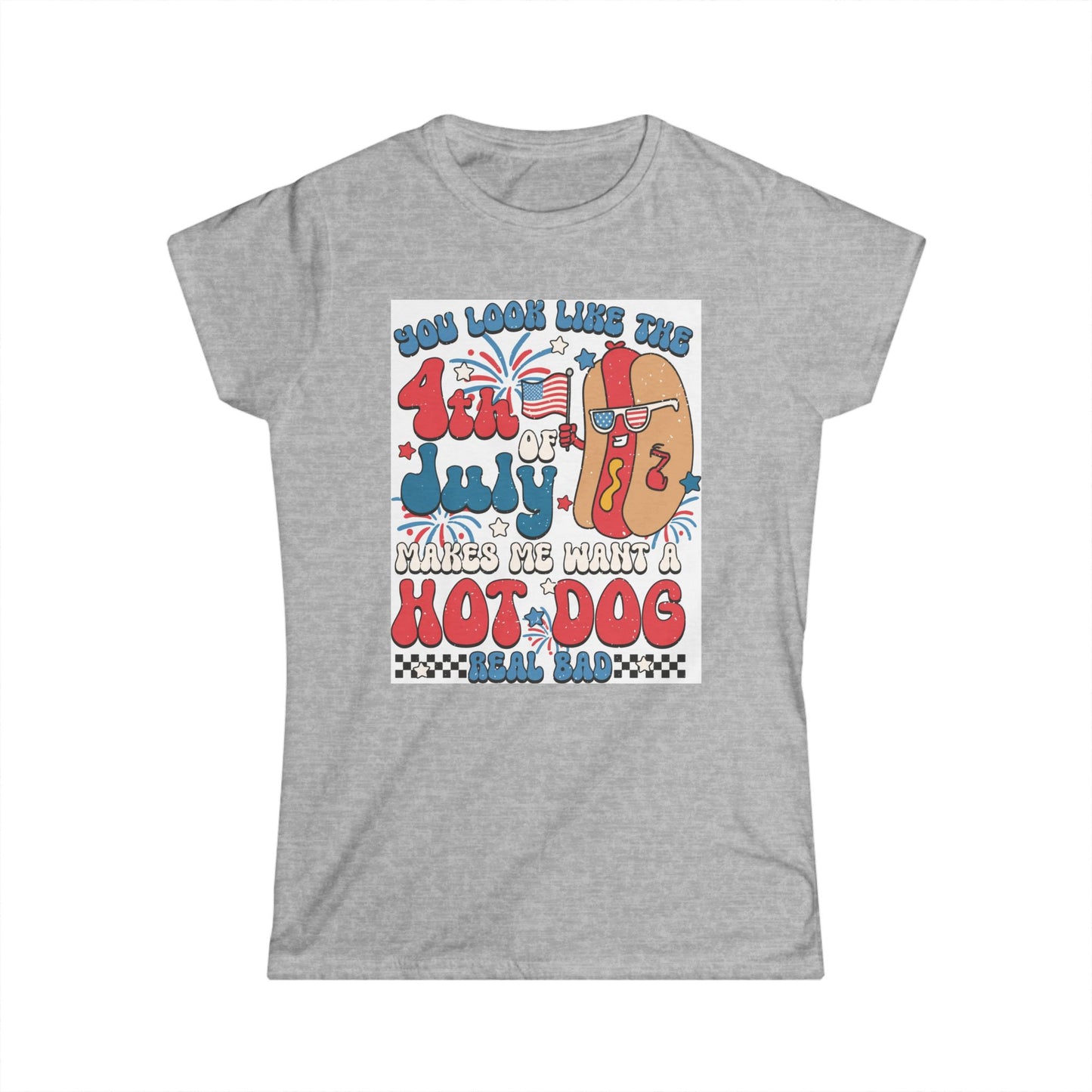 4th of July Women's Softstyle Tee, Fun Summer Shirt, Independence Day T-Shirt, BBQ Attire, Patriotic Gift, Holiday Apparel