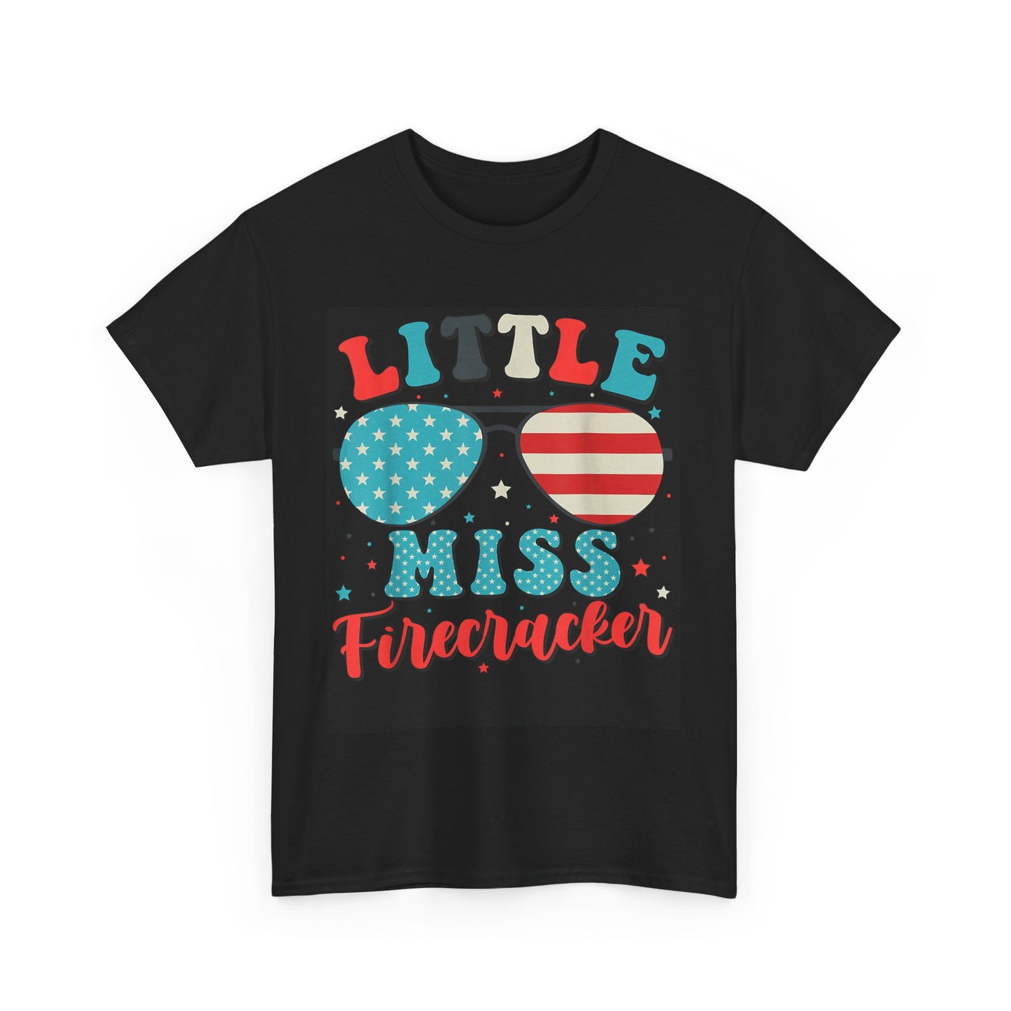 Little Miss Firecracker Unisex Heavy Cotton Tee - Patriotic 4th of July Shirt