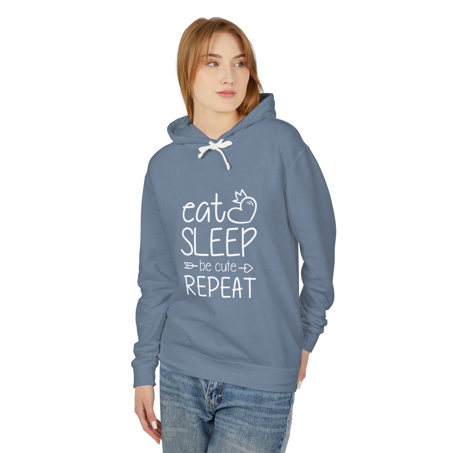 Eat Sleep Be Cute Repeat Unisex Lightweight Hooded Sweatshirt
