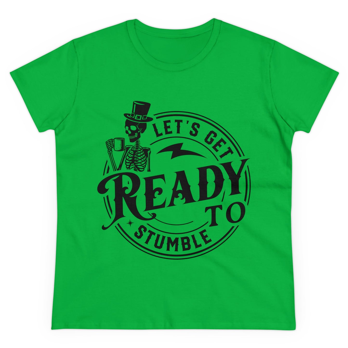 Ready to Stumble Skeleton Graphic Tee for Women - Fun Halloween Shirt