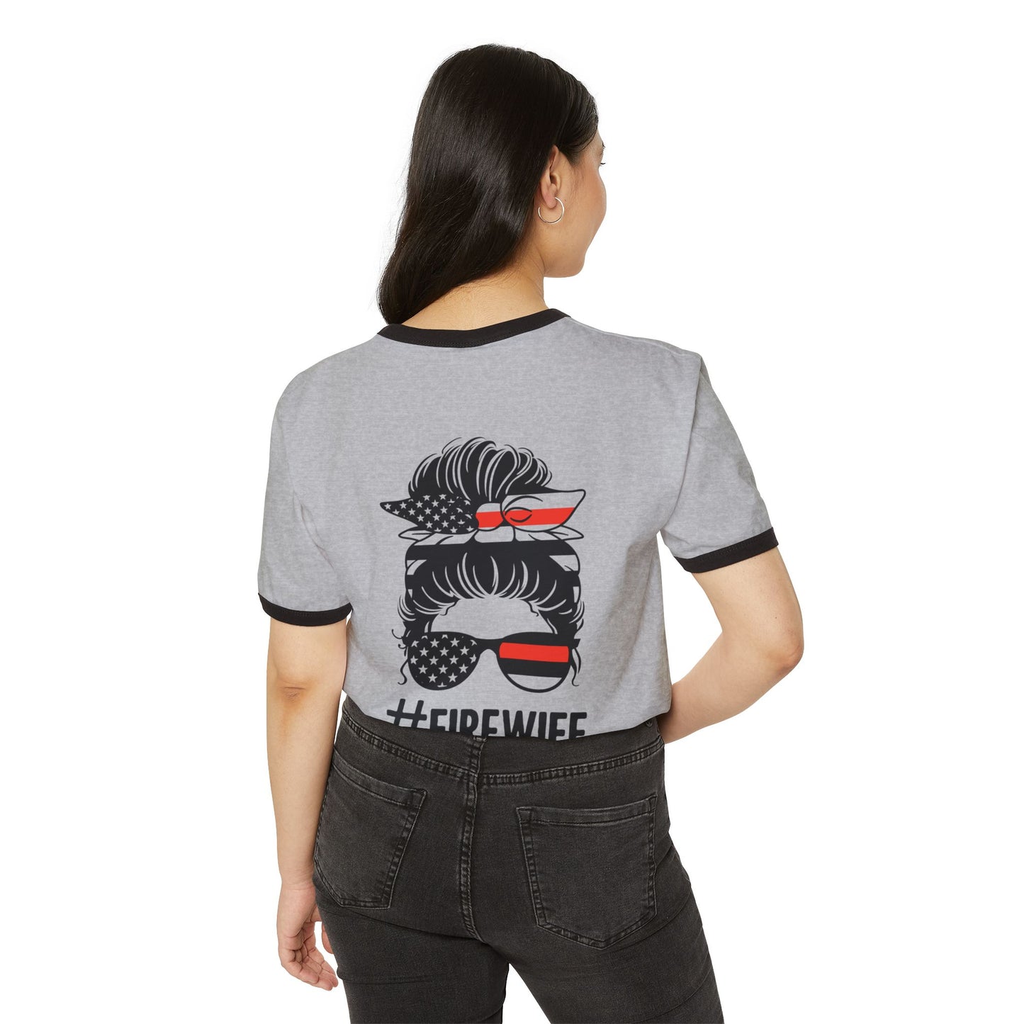 Fire Wife Unisex Cotton Ringer T-Shirt - Supportive & Stylish Apparel for Firefighters' Families