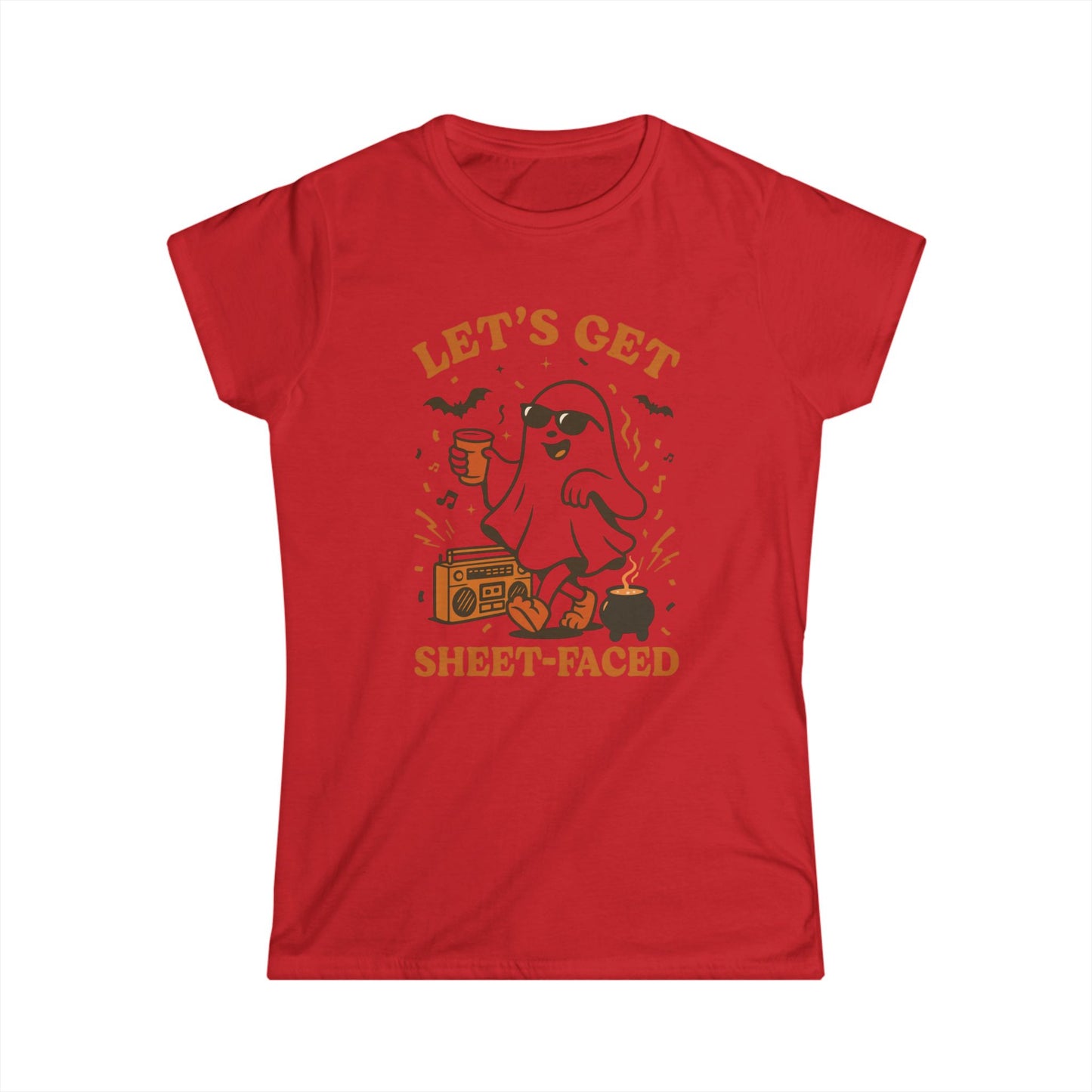 Ghost Party Women's Tee, Funny Halloween Shirt, Casual Graphic Top, Gift for Friends, Halloween Costume Alternative, Sheet-Faced Tee