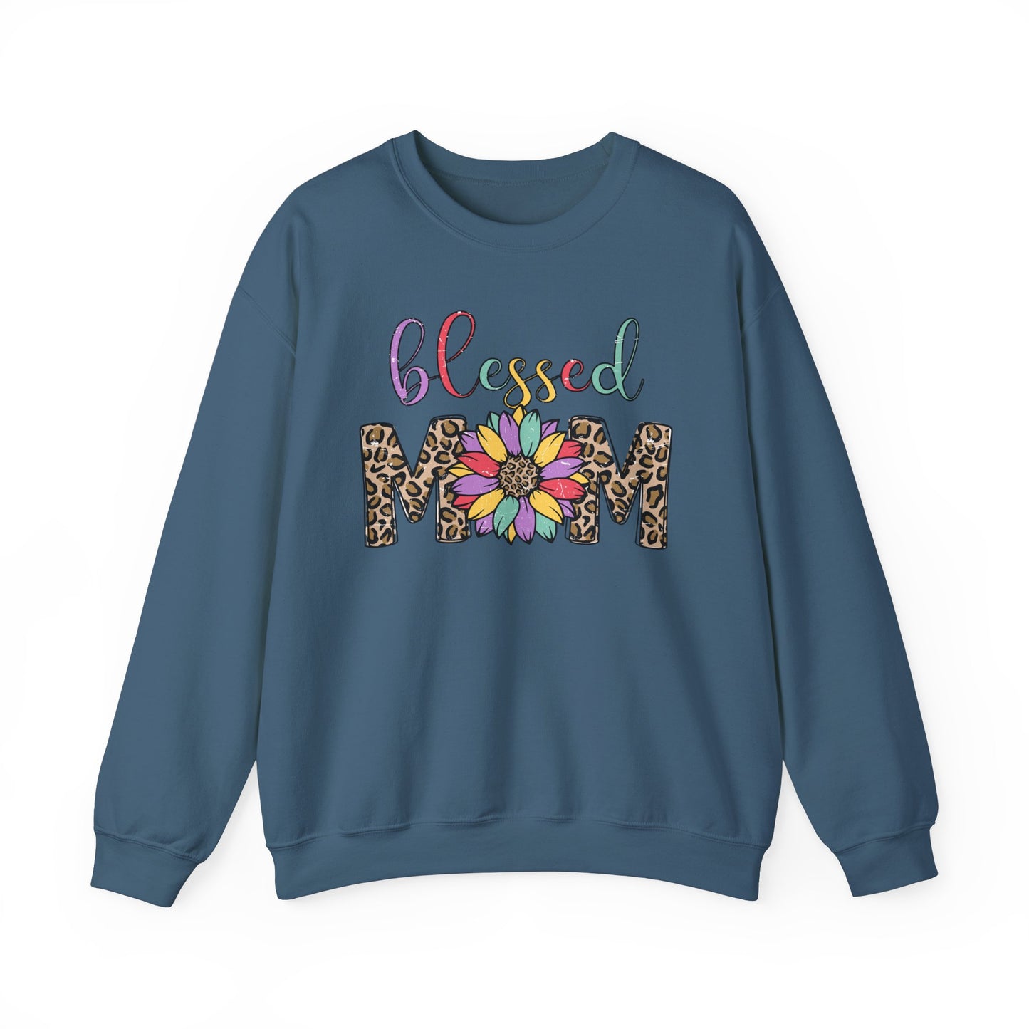 Blessed Mom Leopard Floral Crewneck Sweatshirt