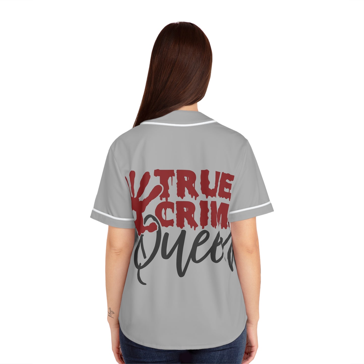 True Crime Queen Women's Baseball Jersey, Stylish Sports Tee, Casual Outfit, Summer Wardrobe, Gift for Crime Lovers, Fan Apparel
