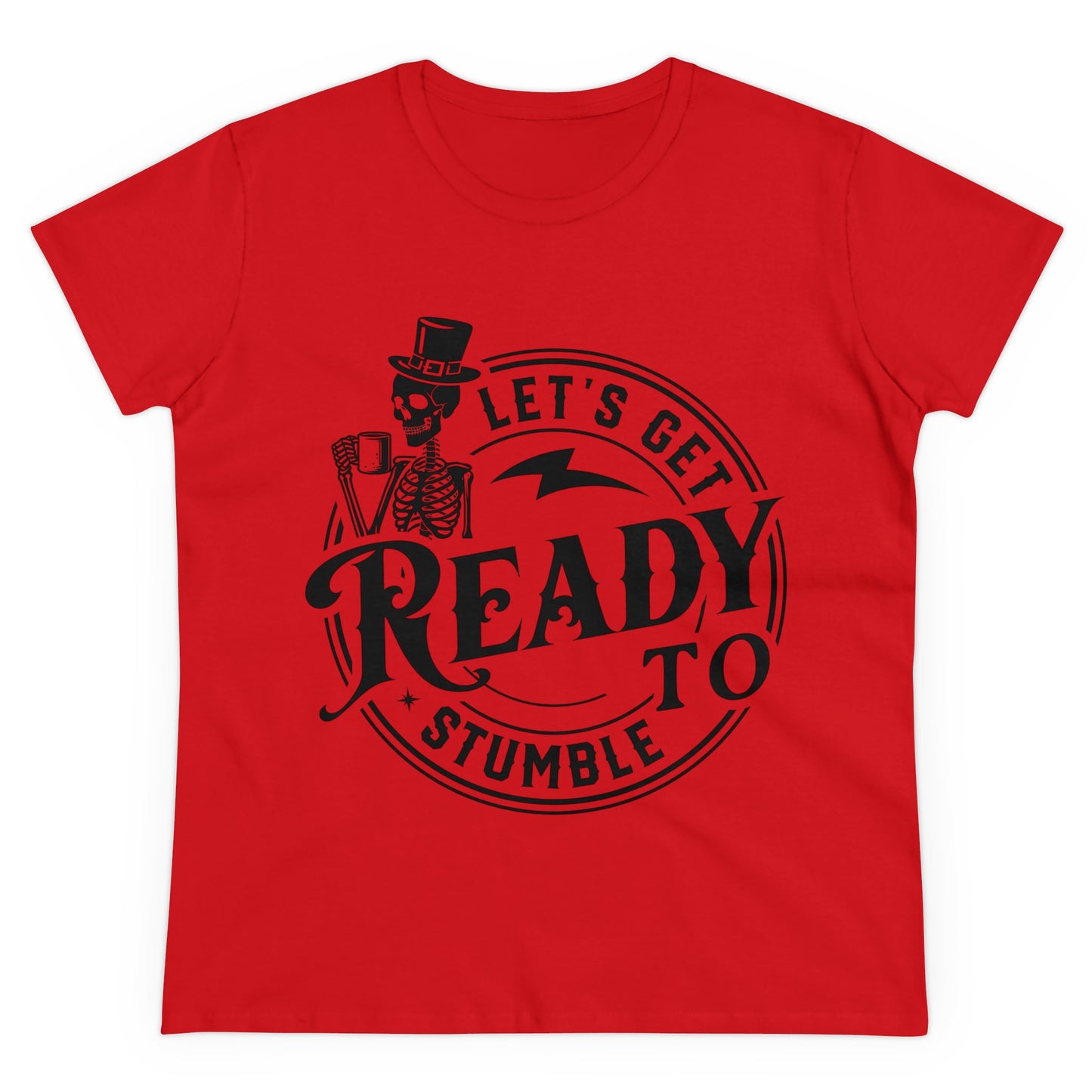 Ready to Stumble Skeleton Graphic Tee for Women - Fun Halloween Shirt