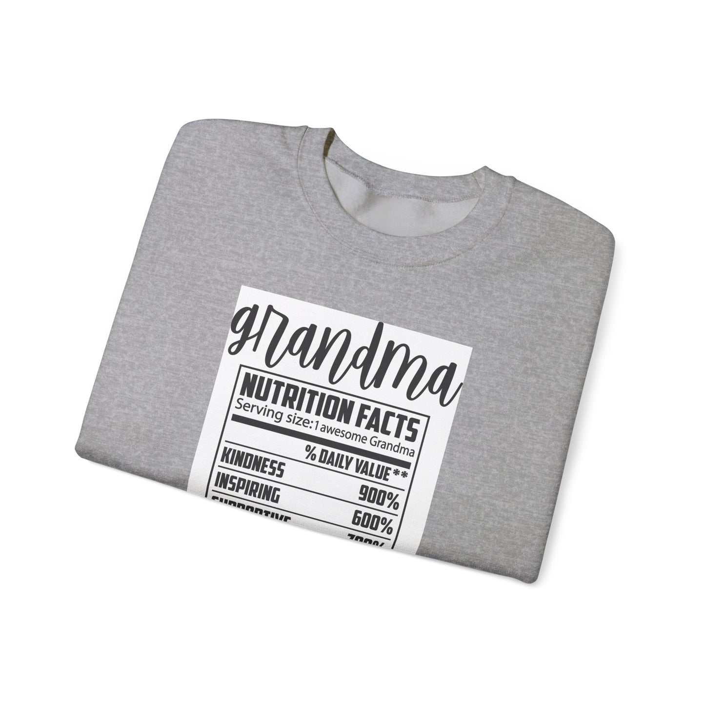 Grandma Nutrition Facts Sweatshirt - Cozy Unisex Crewneck for Family Celebrations