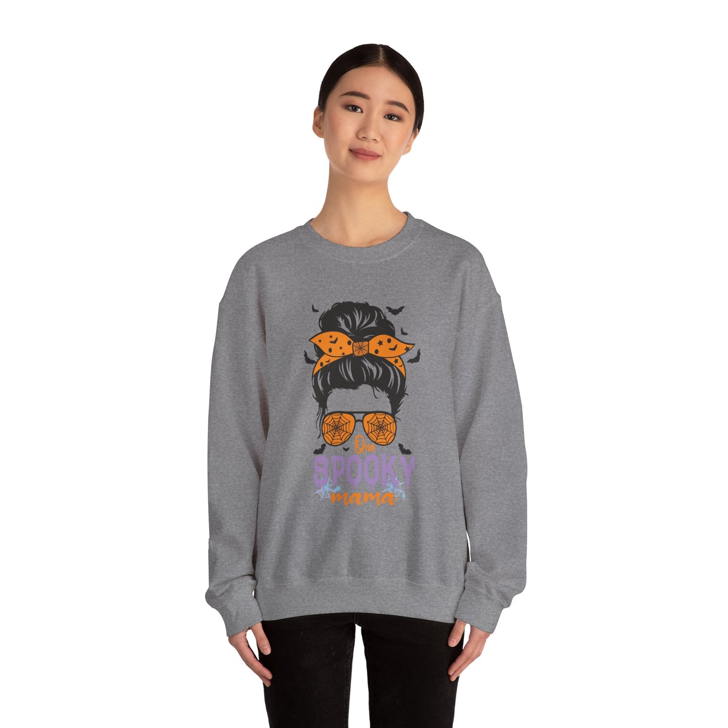 Spooky Mama Crewneck Sweatshirt, Halloween Sweatshirt, Cozy Fall Apparel, Gift for Moms, Trendy Halloween Outfit