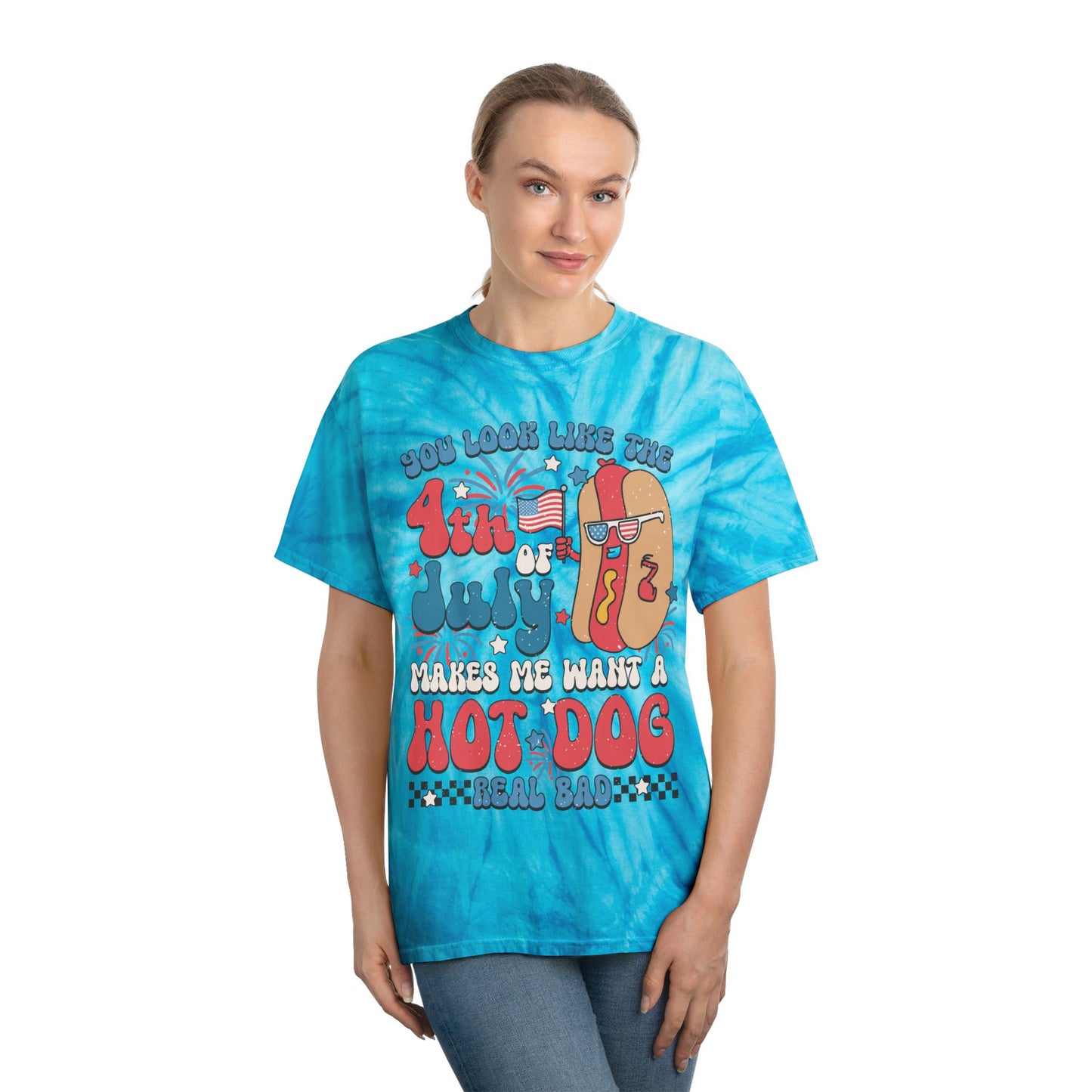 4th of July Tie-Dye Tee, Hot Dog Vibe Shirt, Summer Fun Tee, Festival Wear, BBQ Celebration T-Shirt