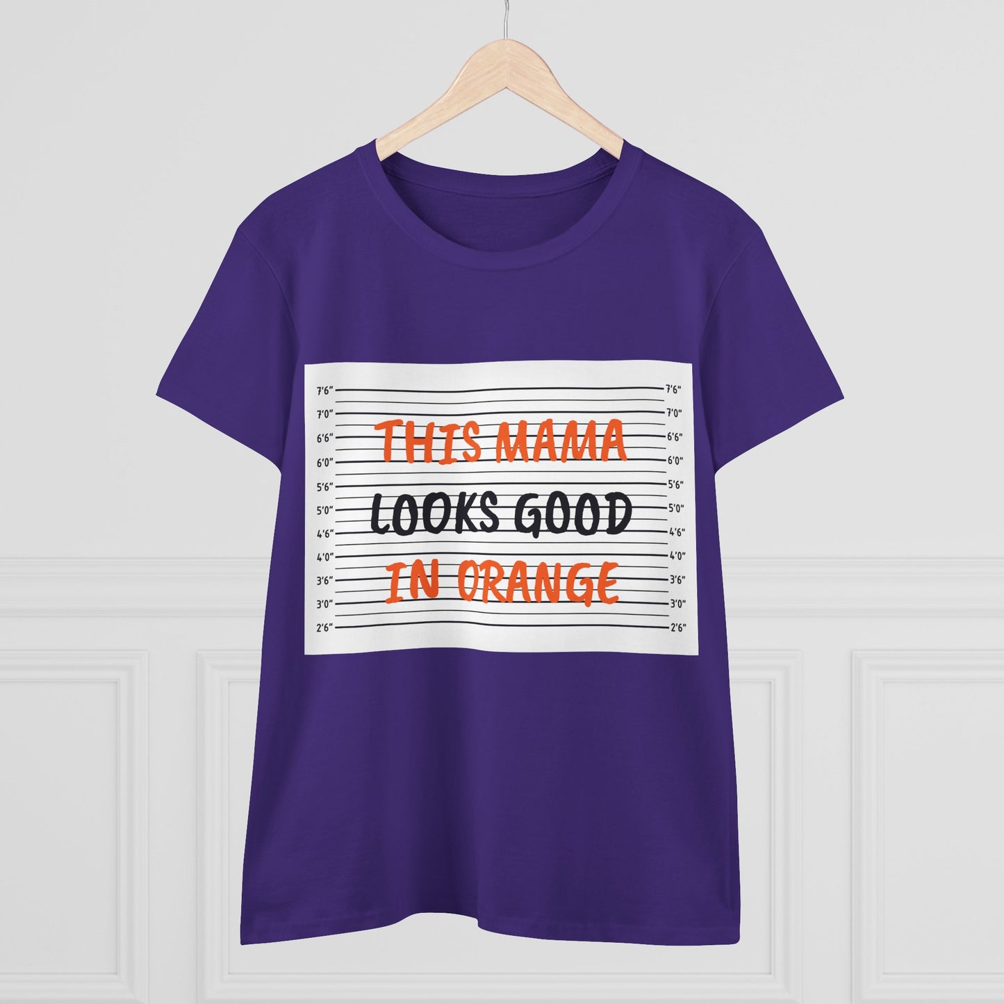Fun Women's Midweight Cotton Tee - 'This Mama Looks Good in Orange'