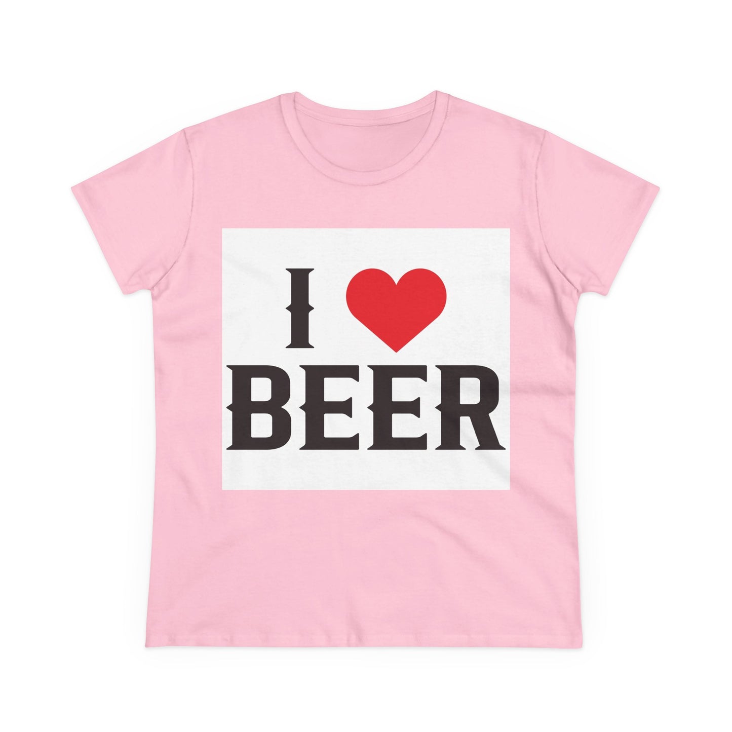 I Love Beer Women's Midweight Cotton Tee, Beer Lover Shirt, Gift for Beer Enthusiasts, Casual Everyday Wear, Fun Party Tee
