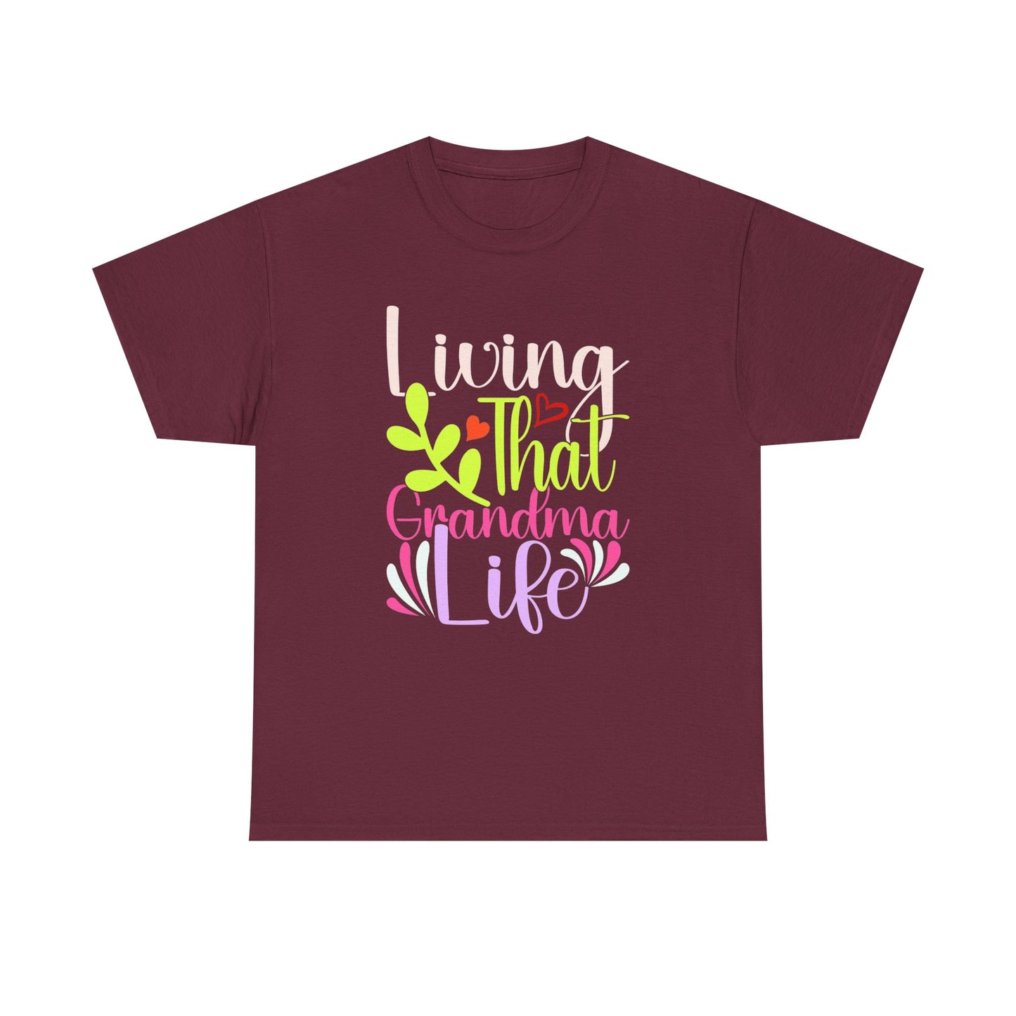 Living That Grandma Life Unisex Heavy Cotton Tee, Gift for Grandma, Cute Family Shirt, Mother's Day Tee, Casual Everyday Wear