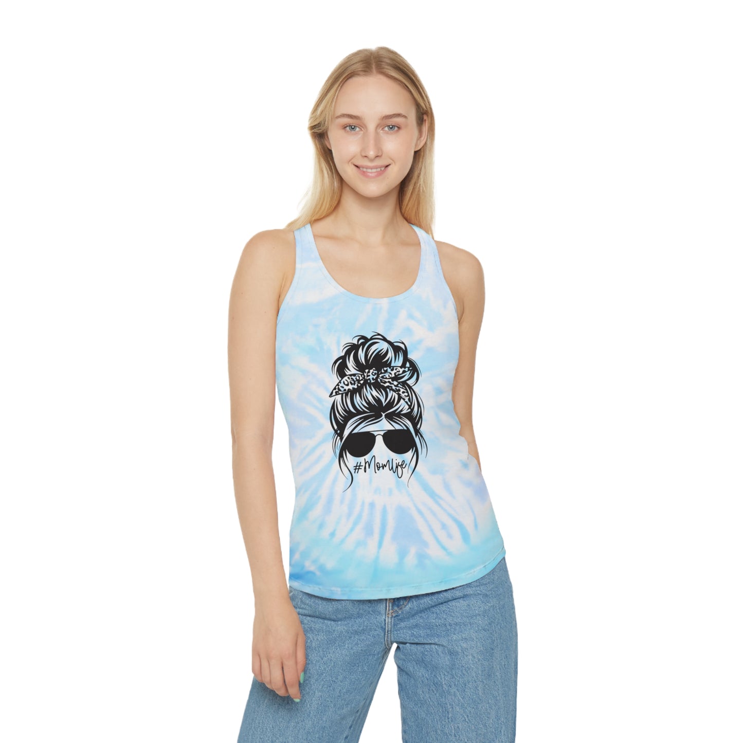 Mom Life Tie Dye Racerback Tank Top - Stylish Summer Top for Moms