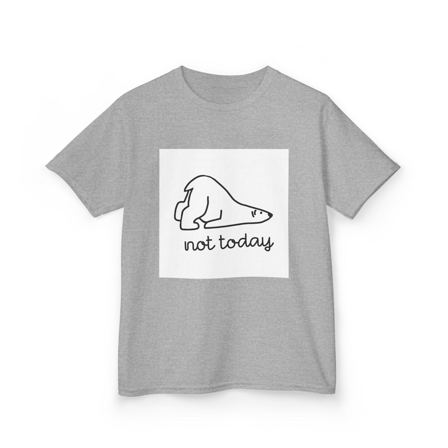 Kids Heavy Cotton™ Tee - "Not Today" Relaxed Polar Bear Design